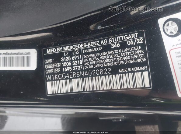 W1KCG4EB8NA020823 2022 MERCEDES-BENZ EQS 580 Black Vista del compartimento del motor