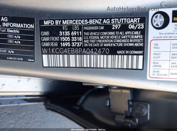 W1KCG4EB8PA042470 2023 MERCEDES-BENZ EQS 580 Gray ძრავის განყოფილების ხედი