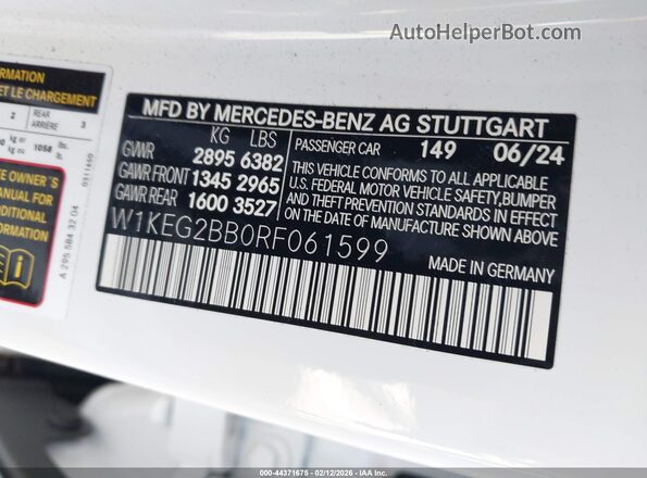 W1KEG2BB0RF061599 2024 MERCEDES-BENZ EQE 350+ White Вид підкапотного простору