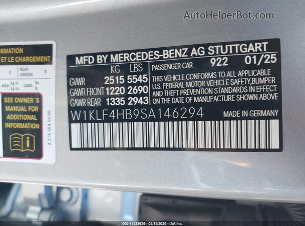 W1KLF4HB9SA146294 2025 MERCEDES-BENZ E-CLASS Silver Widok komory silnika