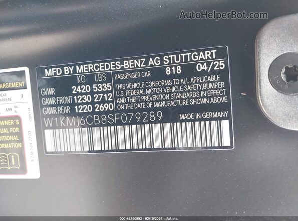 W1KMJ6CB8SF079289 2025 MERCEDES-BENZ AMG CLE 53 Серый Вид подкапотного пространства