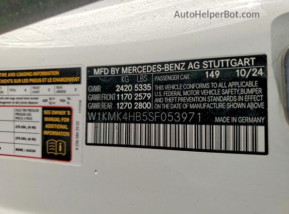 W1KMK4HB5SF053971 2025 MERCEDES-BENZ CLE White Вид підкапотного простору