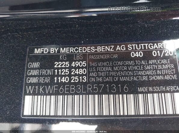 W1KWF6EB3LR571316 2020 MERCEDES-BENZ AMG C 43 Black ძრავის განყოფილების ხედი