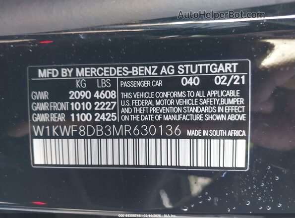 W1KWF8DB3MR630136 2021 MERCEDES-BENZ C-CLASS Black Widok komory silnika