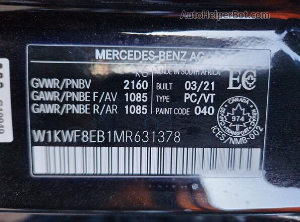 W1KWF8EB1MR631378 2021 MERCEDES-BENZ C Черный Вид наклейки с VIN-кодом