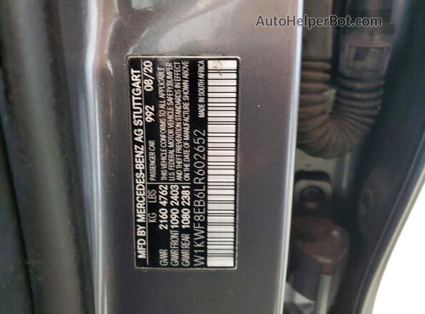 W1KWF8EB6LR602652 2020 MERCEDES-BENZ C Gray Engine compartment view