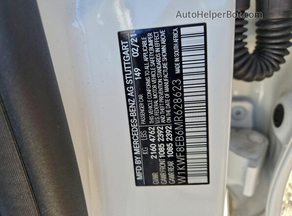 W1KWF8EB6MR628623 2021 MERCEDES-BENZ C White Вид наклейки з VIN-кодом