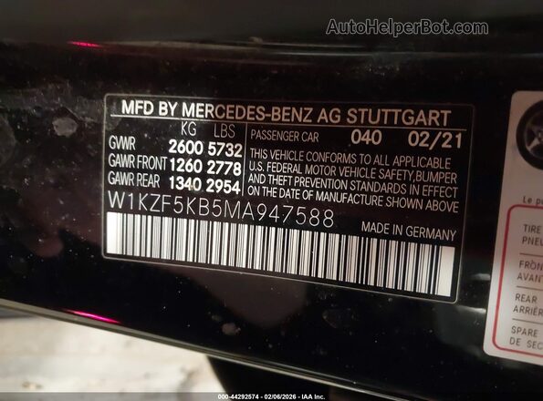 W1KZF5KB5MA947588 2021 MERCEDES-BENZ E-CLASS Black Engine compartment view