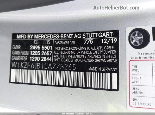 W1KZF6JB1LA773265 2020 MERCEDES-BENZ E-CLASS Silver Widok komory silnika