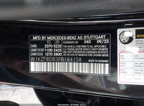 W1KZF8DB3PB184158 2023 MERCEDES-BENZ E-CLASS Black ძრავის განყოფილების ხედი