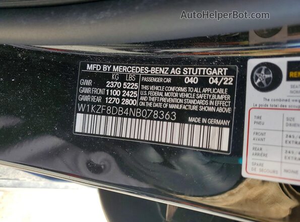 W1KZF8DB4NB078363 2022 MERCEDES-BENZ E Черный Вид подкапотного пространства