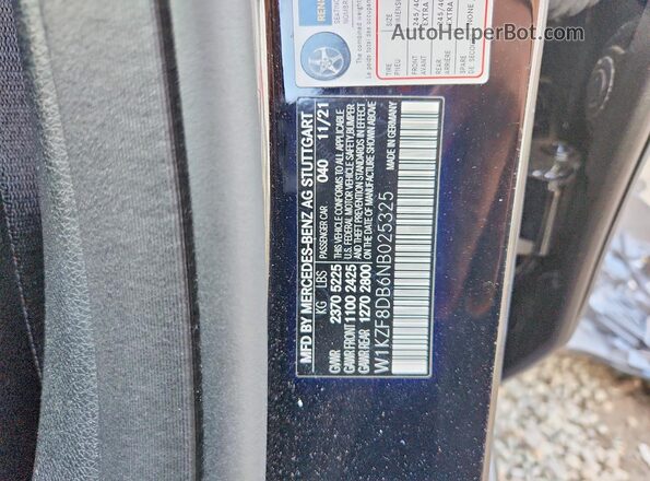 W1KZF8DB6NB025325 2022 MERCEDES-BENZ E Black Вид наклейки з VIN-кодом