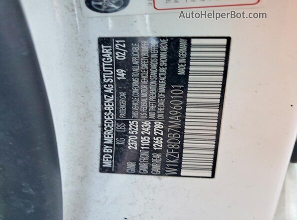 W1KZF8DB7MA960101 2021 MERCEDES-BENZ E White Widok komory silnika