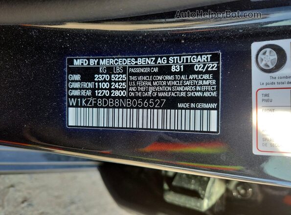 W1KZF8DB8NB056527 2022 MERCEDES-BENZ E Black Engine compartment view