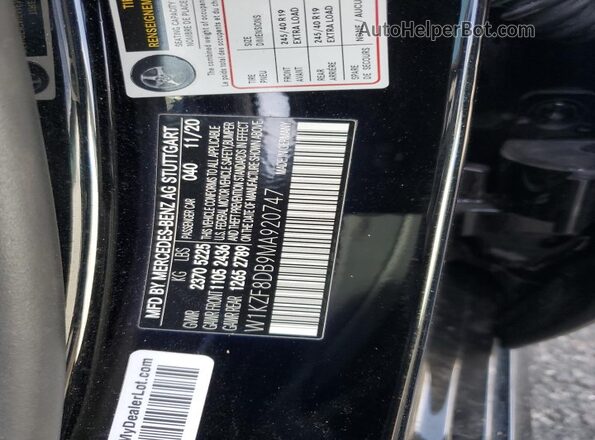 W1KZF8DB9MA920747 2021 MERCEDES-BENZ E Black 