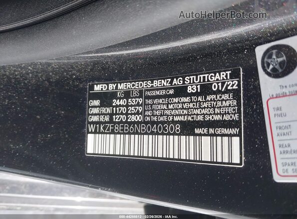 W1KZF8EB6NB040308 2022 MERCEDES-BENZ E-CLASS Black Engine compartment view