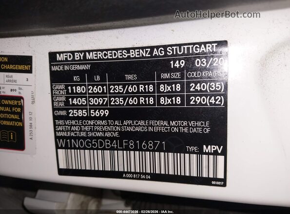 W1N0G5DB4LF816871 2020 MERCEDES-BENZ GLC 350E White ძრავის განყოფილების ხედი