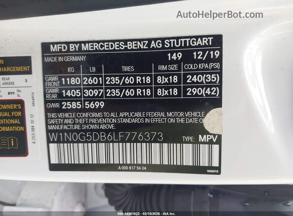 W1N0G5DB6LF776373 2020 MERCEDES-BENZ GLC 350E White ძრავის განყოფილების ხედი