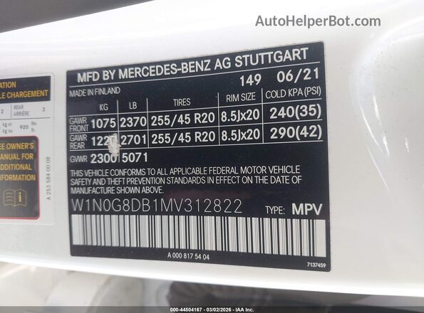 W1N0G8DB1MV312822 2021 MERCEDES-BENZ GLC 300 White Vista del compartimento del motor