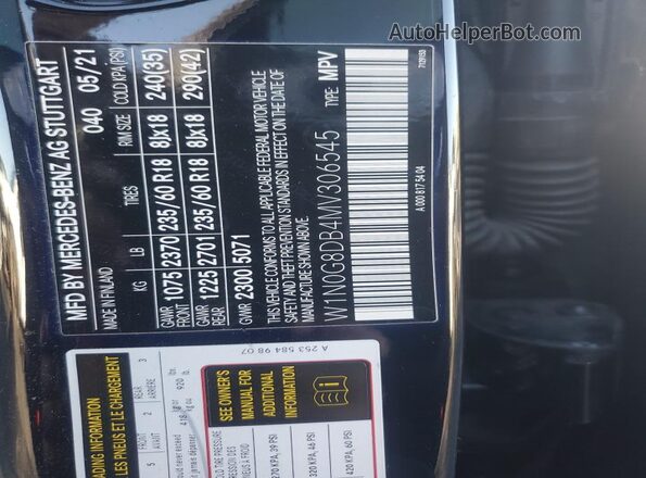 W1N0G8DB4MV306545 2021 MERCEDES-BENZ GLC-CLASS Black Панорамний вид салону 360°