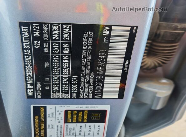 W1N0G8DB5MF963493 2021 MERCEDES-BENZ GLC-CLASS Silver VIN კოდის სტიკერის ხედი
