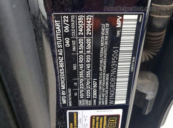 W1N0G8DB7NV395061 2022 MERCEDES-BENZ GLC-CLASS Black VIN sticker view