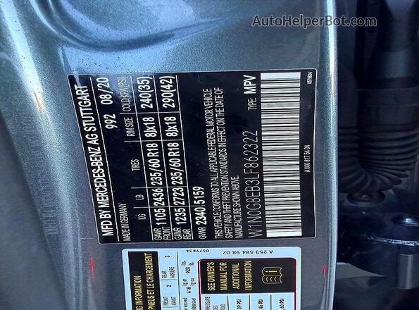 W1N0G8EB3LF862322 2020 MERCEDES-BENZ GLC-CLASS Gray Հետևի նստատեղերի տեսք