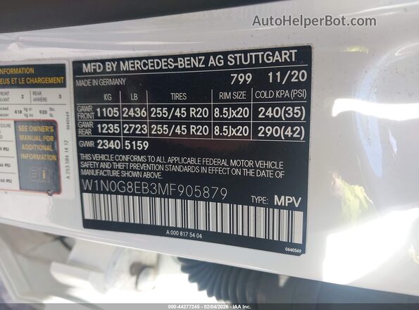W1N0G8EB3MF905879 2021 MERCEDES-BENZ GLC 300 Белый Вид подкапотного пространства