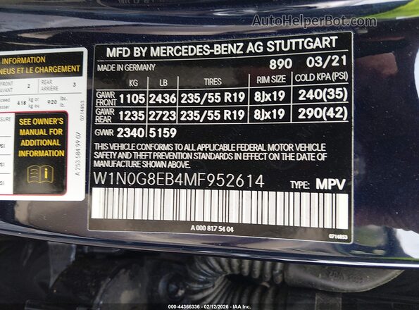 W1N0G8EB4MF952614 2021 MERCEDES-BENZ GLC 300 Black 
