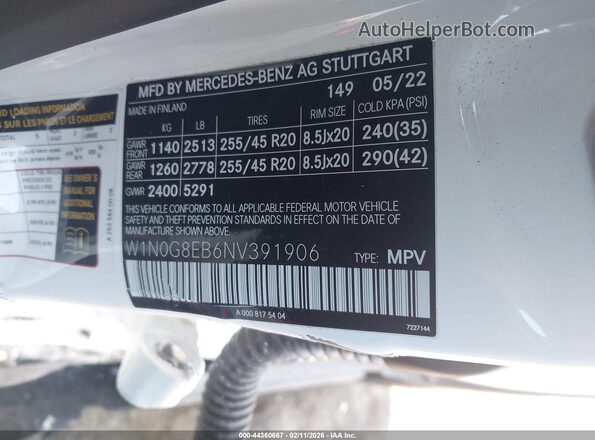 W1N0G8EB6NV391906 2022 MERCEDES-BENZ GLC 300 White ძრავის განყოფილების ხედი
