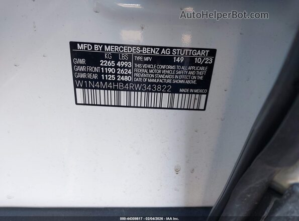 W1N4M4HB4RW343822 2024 MERCEDES-BENZ GLB-CLASS White Widok komory silnika