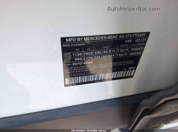 W1N4N4GB8MJ315221 2021 MERCEDES-BENZ GLA 250 Белый 