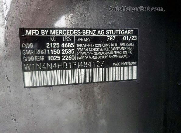 W1N4N4HB1PJ484127 2023 MERCEDES-BENZ GLA Gray Вид наклейки з VIN-кодом
