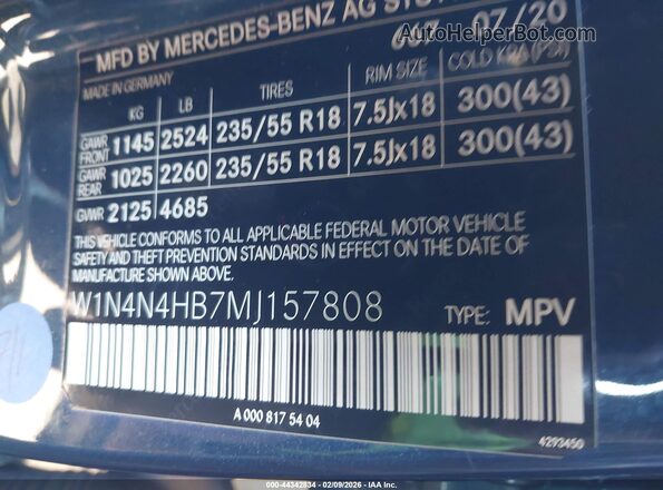 W1N4N4HB7MJ157808 2021 MERCEDES-BENZ GLA 250 Blue ძრავის განყოფილების ხედი