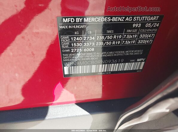 W1N9M0CB0RN093619 2024 MERCEDES-BENZ EQB 250 SUV Red ძრავის განყოფილების ხედი