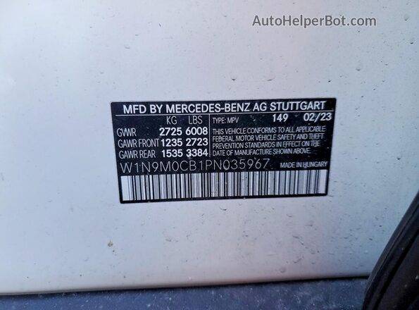 W1N9M0CB1PN035967 2023 MERCEDES-BENZ EQB White VIN sticker view