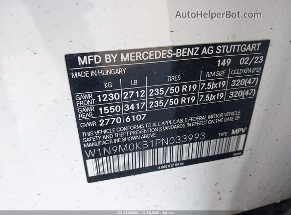 W1N9M0KB1PN033993 2023 MERCEDES-BENZ EQB 300 SUV White Вид підкапотного простору