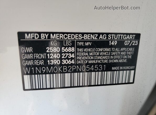 W1N9M0KB2PN054531 2023 MERCEDES-BENZ EQB White Vista interior de 360 grados