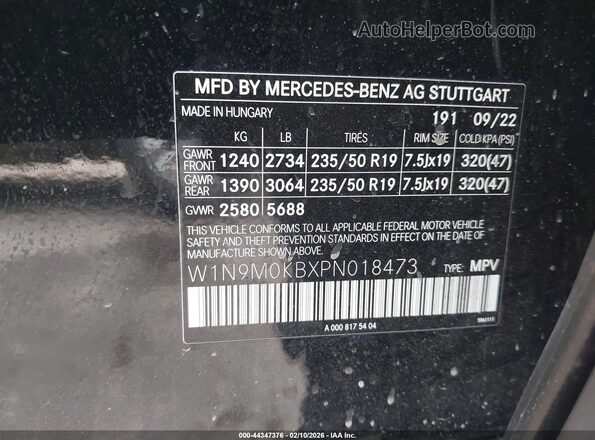 W1N9M0KBXPN018473 2023 MERCEDES-BENZ EQB 300 SUV Черный 