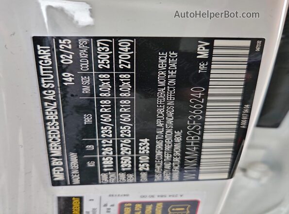 W1NKM4HB2SF366240 2025 MERCEDES-BENZ GLC-CLASS Белый Вид наклейки с VIN-кодом