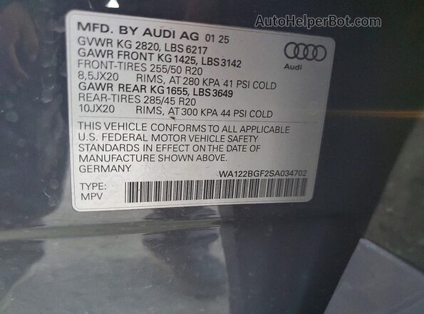 WA122BGF2SA034702 2025 AUDI OTHER Gray 