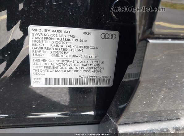 WA124AFY8R2101511 2024 AUDI SQ5 Black Engine compartment view