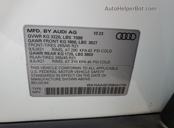 WA15AAGE2RB041770 2024 AUDI Q8 White სალონის 360-გრადუსიანი ხედი