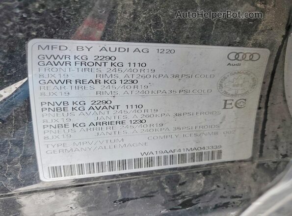 WA19AAF41MA043339 2021 AUDI OTHER Черный Вид подкапотного пространства