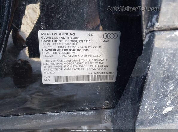 WA1A4AFY3J2079157 2018 AUDI SQ5 Black 