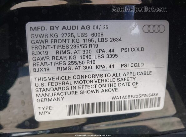 WA1A5BFZ2SP065489 2025 AUDI Q4 Black 