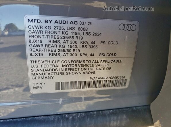 WA1A5BFZ7SP052656 2025 AUDI Q4 Серый 