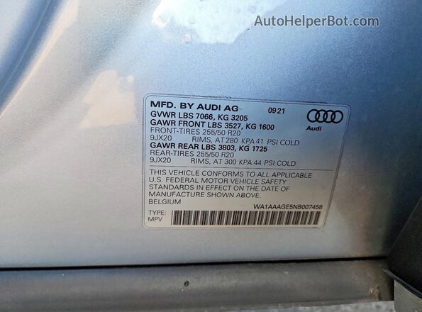 WA1AAAGE5NB007458 2022 AUDI E-TRON Серебряный Вид подкапотного пространства