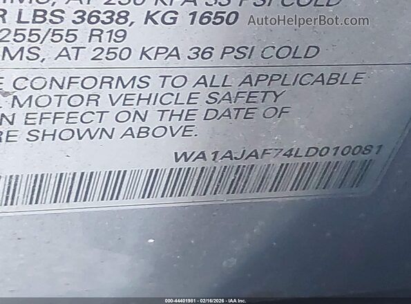 WA1AJAF74LD010081 2020 AUDI Q7 Silver Engine compartment view
