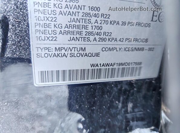 WA1AWAF19MD017588 2021 AUDI SQ8 Black ძრავის განყოფილების ხედი